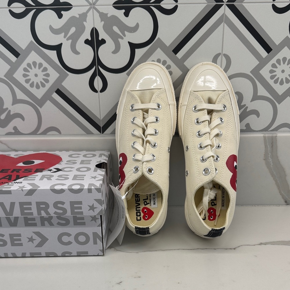 Converse Off-White Sneakers with Red Heart